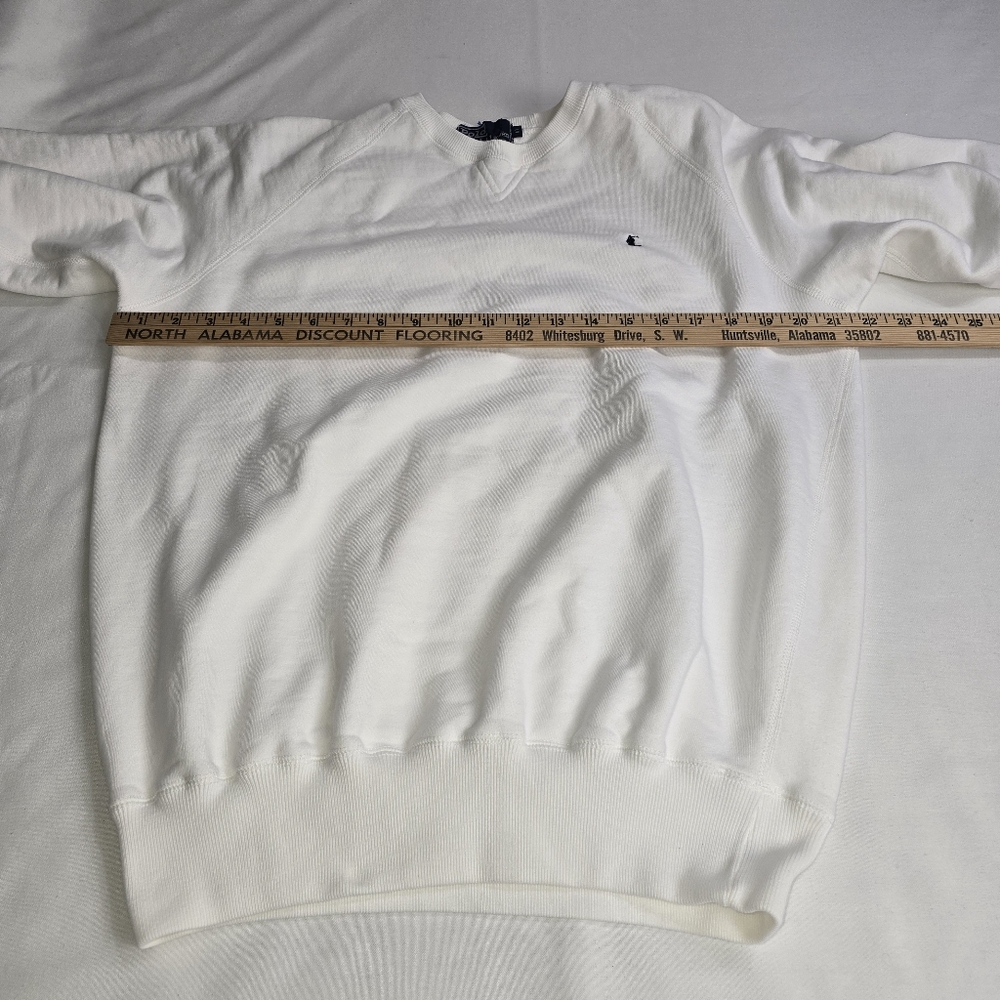 Polo by Ralph Lauren White Crewneck Sweatshirt with Small Navy Pony - Picture 5 of 10